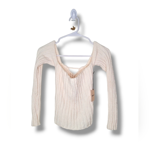 NWT Revolve Superdown Sherrie Lace Up Back Sweater in Ivory Sz S - Picture 5 of 12